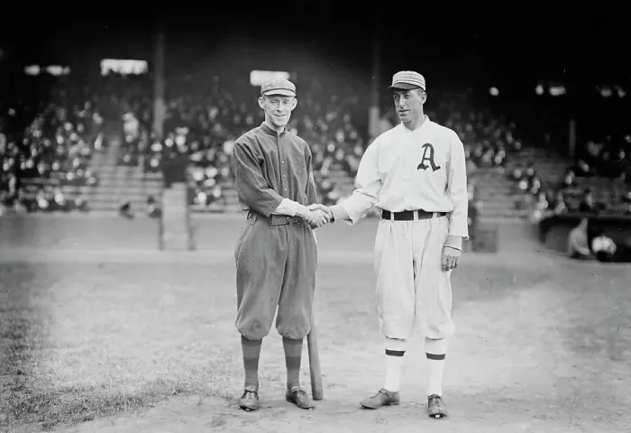 Framed Print : Johnny Evers, Boston NL & Eddie Plank, Philadelphia AL (baseball), 1914. Creator: Bain News Service Framed Print : Johnny Evers, Boston NL & Eddie Plank, Philadelphia AL (baseball), 1914. Creator: Bain News Service