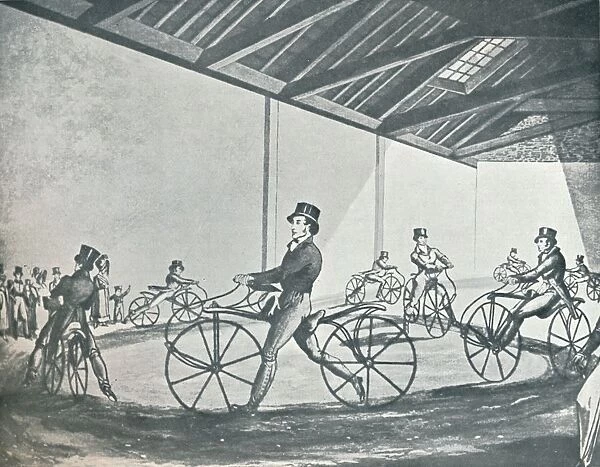 Johnsons Pedestrian Hobby-Horse Riding School at 377, Strand, 1819, (1912)