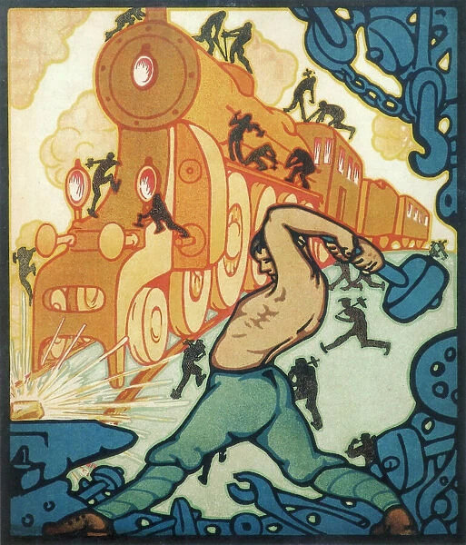 A join effort will raise the country from the ruins, 1920s. Artist: Anonymous