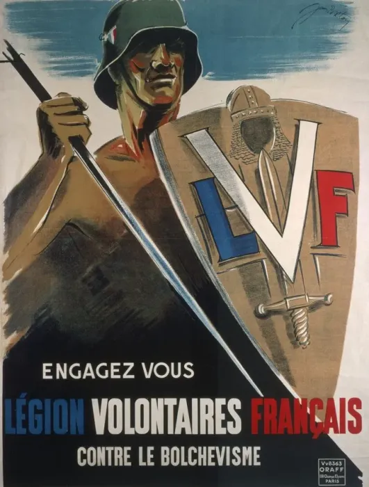Framed Print : Join the LVF against the Bolsheviks, pub. 1942 (colour lithograph) Framed Print : Join the LVF against the Bolsheviks, pub. 1942 (colour lithograph)