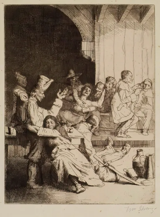 Framed Print : The Jolly Beggars, 1884. Creator: William Strang Framed Print : The Jolly Beggars, 1884. Creator: William Strang