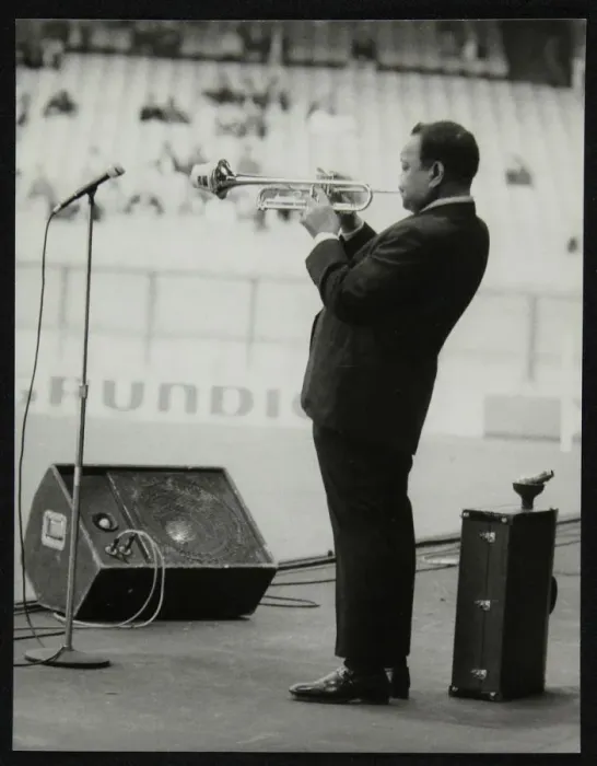 Framed Print : Jonah Jones playing at the Newport Jazz Festival, Ayresome Park, Middlesbrough, July 1978 Framed Print : Jonah Jones playing at the Newport Jazz Festival, Ayresome Park, Middlesbrough, July 1978