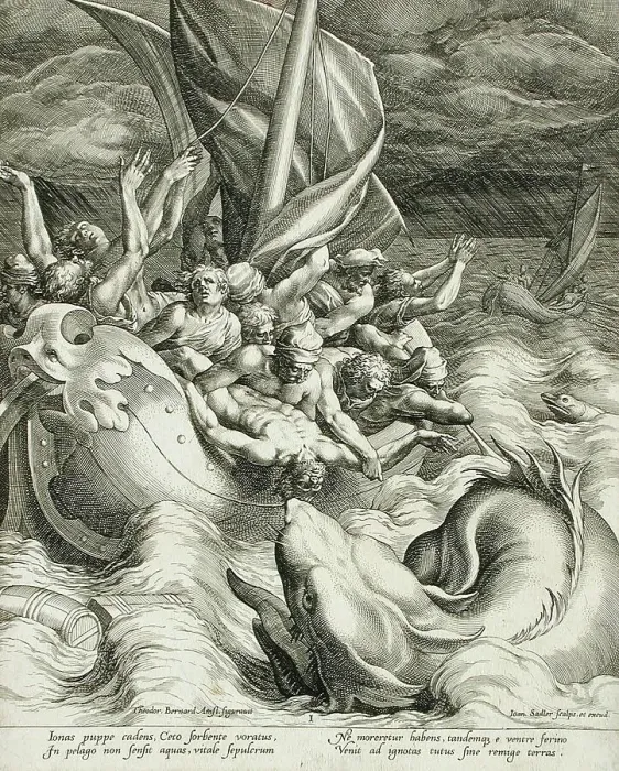 Framed Print : Jonah Thrown to the Whale, c1582. Creator: Johann Sadeler I Framed Print : Jonah Thrown to the Whale, c1582. Creator: Johann Sadeler I