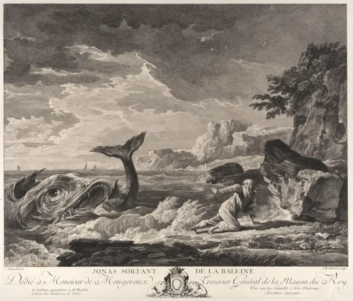 Framed Print : Jonas Leaving the Whale, ca. 1770. Creator: Jean Baptiste Tilliard Framed Print : Jonas Leaving the Whale, ca. 1770. Creator: Jean Baptiste Tilliard