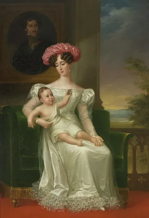 Framed Print : Josefina Maximiliana Eugenia Napoleana, 1807-1876, Queen of Sweden, with son Karl (XV), 1826. Creator: Fredric Westin Framed Print : Josefina Maximiliana Eugenia Napoleana, 1807-1876, Queen of Sweden, with son Karl (XV), 1826. Creator: Fredric Westin
