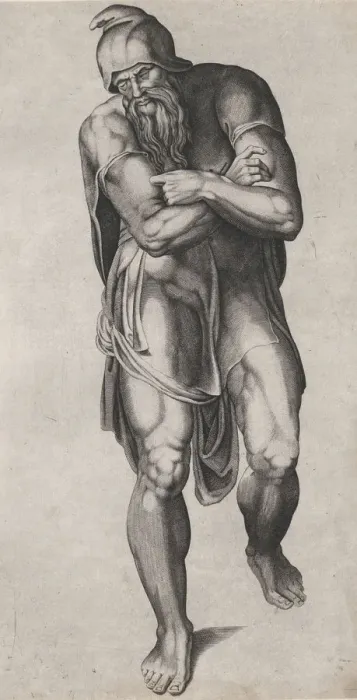 Framed Print : Joseph of Arimathea, after Michelangelos Crucifixion fresco in the Cappella Paolina, V Framed Print : Joseph of Arimathea, after Michelangelos Crucifixion fresco in the Cappella Paolina, V