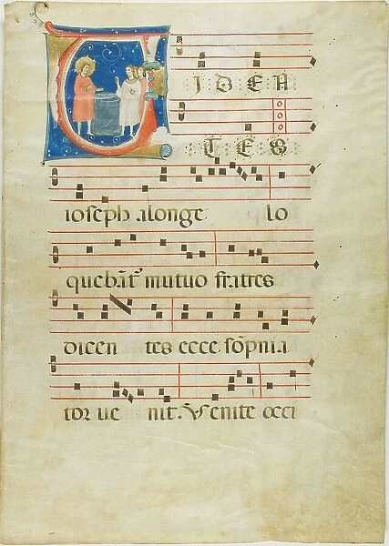 Joseph and his Brothers at the Well, Initial V from an Antiphonary, 1310 / 15. Creator: Neri da Rimini