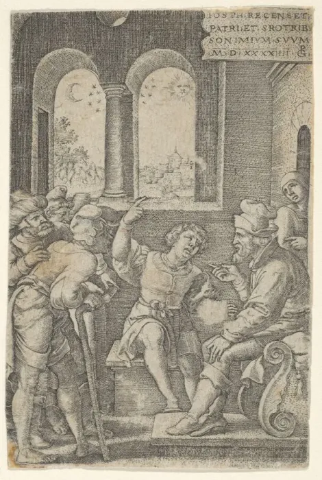 Framed Print : Joseph Describing His Dream, from The Story of Joseph, 1544. Creator: Georg Pencz Framed Print : Joseph Describing His Dream, from The Story of Joseph, 1544. Creator: Georg Pencz