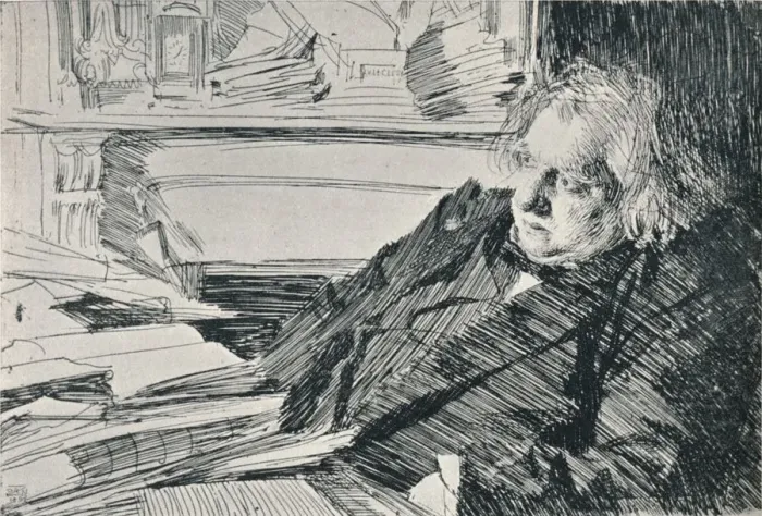 Framed Print : Joseph Ernest Renan (1823-1892), 1892, (1898). Artist: Anders Leonard Zorn Framed Print : Joseph Ernest Renan (1823-1892), 1892, (1898). Artist: Anders Leonard Zorn