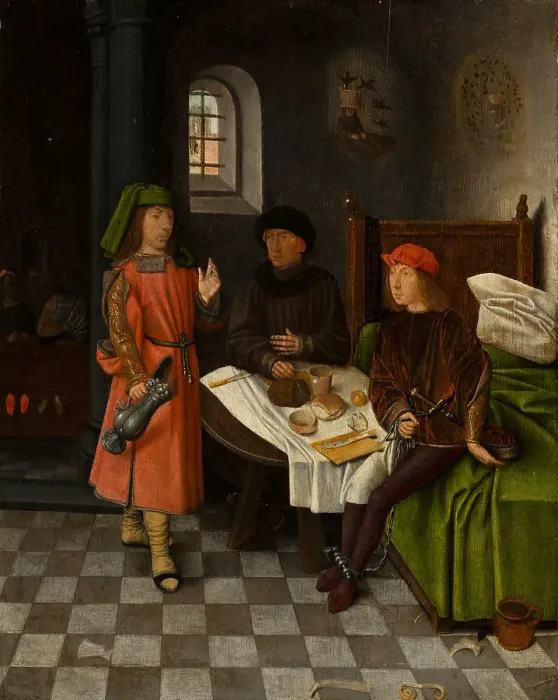 Framed Print : Joseph Explaining the Dreams of the Baker and the Cupbearer, 1500. Creator: Jan Mostaert Framed Print : Joseph Explaining the Dreams of the Baker and the Cupbearer, 1500. Creator: Jan Mostaert