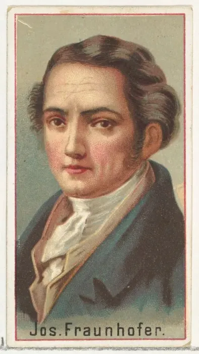 Framed Print : Joseph Fraunhofer, printers sample for the Worlds Inventors souvenir album (A25 Framed Print : Joseph Fraunhofer, printers sample for the Worlds Inventors souvenir album (A25