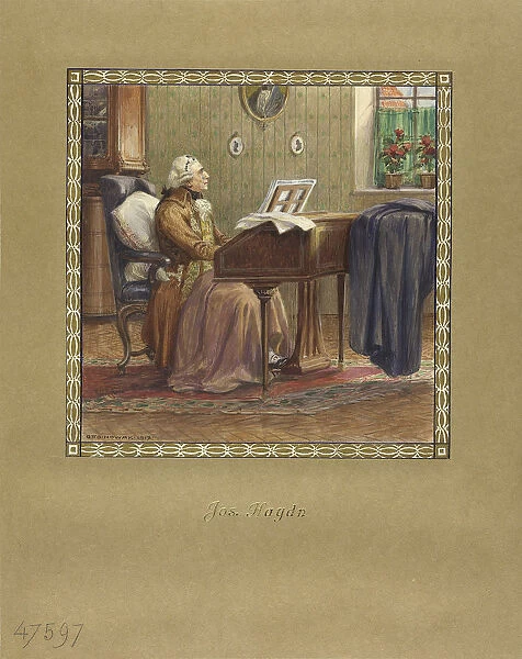 Joseph Haydn at the grand piano, 1917. Artist: Nowak, Otto Robert (1874-1945)