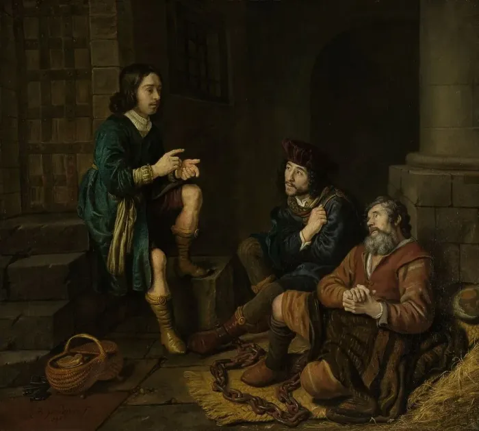 Framed Print : Joseph Interprets the Dreams of the Baker and the Butler, 1648. Creator: Jan Victors Framed Print : Joseph Interprets the Dreams of the Baker and the Butler, 1648. Creator: Jan Victors