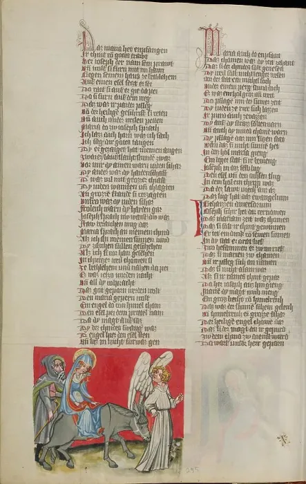 Framed Print : Joseph and Mary on their Way to Bethlehem; Weltchronik, about 1400-1410. Creator: Unknown Framed Print : Joseph and Mary on their Way to Bethlehem; Weltchronik, about 1400-1410. Creator: Unknown