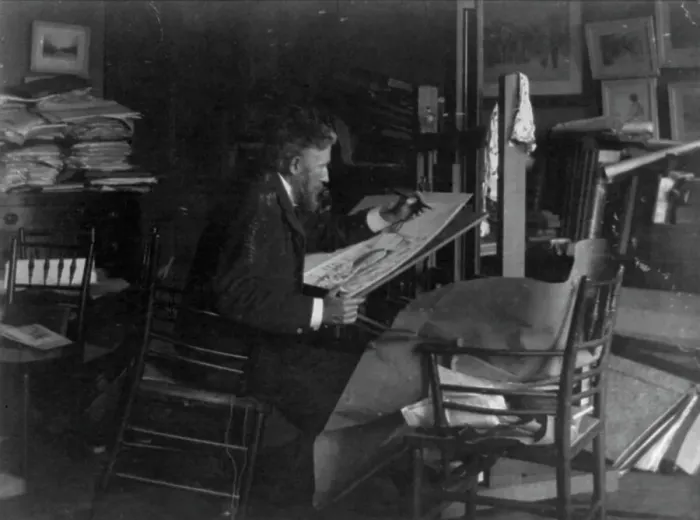 Framed Print : Joseph Pennell, 1860-1926, n.d.. Creator: Frances Benjamin Johnston Framed Print : Joseph Pennell, 1860-1926, n.d.. Creator: Frances Benjamin Johnston
