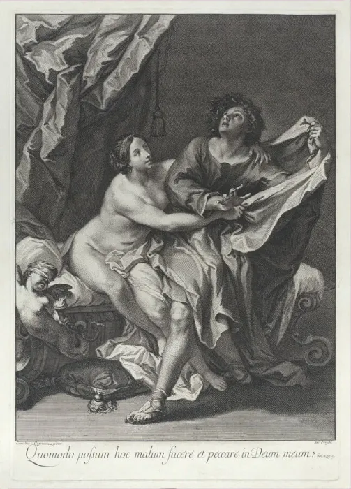 Framed Print : Joseph and Potiphars wife, 1700-52. Creator: Johann Jakob Frey the Elder Framed Print : Joseph and Potiphars wife, 1700-52. Creator: Johann Jakob Frey the Elder