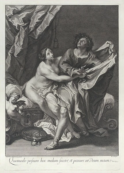 Joseph and Potiphars wife, 1700-52. Creator: Johann Jakob Frey the Elder
