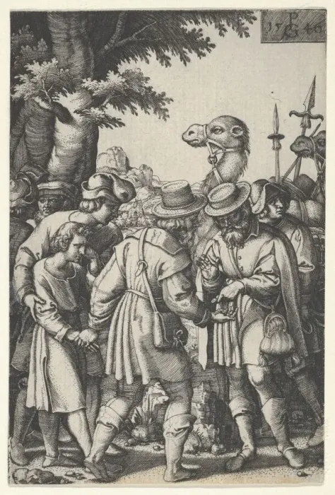 Framed Print : Joseph Sold to the Merchants, from The Story of Joseph, 1546. Creator: Georg Pencz Framed Print : Joseph Sold to the Merchants, from The Story of Joseph, 1546. Creator: Georg Pencz
