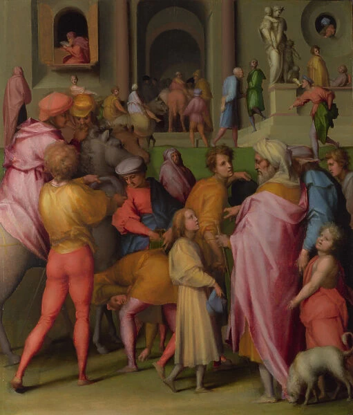Joseph sold to Potiphar (from Scenes from the Story of Joseph), ca 1515. Artist: Pontormo (1494-1557)