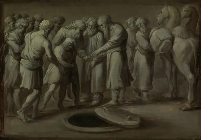 Framed Print : Joseph sold into slavery, 1700-1799. Creator: Unknown Framed Print : Joseph sold into slavery, 1700-1799. Creator: Unknown