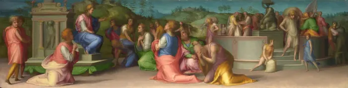 Framed Print : Josephs Brothers beg for Help (from Scenes from the Story of Joseph), ca 1515. Artist: Pontormo (1494-1557) Framed Print : Josephs Brothers beg for Help (from Scenes from the Story of Joseph), ca 1515. Artist: Pontormo (1494-1557)
