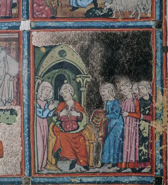 Framed Print : Josephs brothers showing their father his bloodstained coat, 14th century Framed Print : Josephs brothers showing their father his bloodstained coat, 14th century