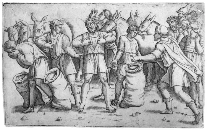 Framed Print : Josephs cup found in Benjamins sack from the biblical story of Joseph (Genesis 44 Framed Print : Josephs cup found in Benjamins sack from the biblical story of Joseph (Genesis 44