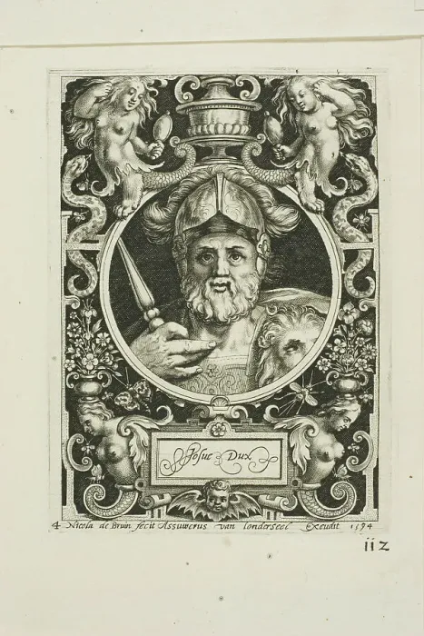 Framed Print : Joshua, plate four from The Nine Worthies, 1594. Creator: Nicolaes de Bruyn Framed Print : Joshua, plate four from The Nine Worthies, 1594. Creator: Nicolaes de Bruyn