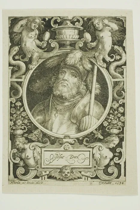 Framed Print : Joshua, plate four from The Nine Worthies, 1594, reworked second state. Creator: Nicolaes de Bruyn Framed Print : Joshua, plate four from The Nine Worthies, 1594, reworked second state. Creator: Nicolaes de Bruyn