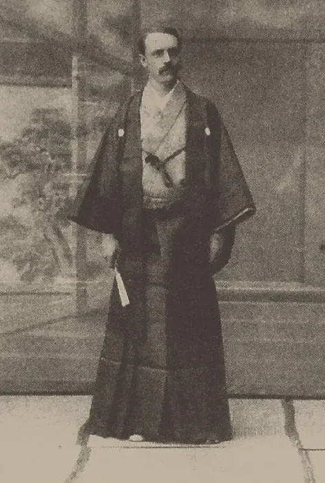 Framed Print : Josiah Conder (1852-1920) wearing Kimono. Creator: Anonymous Framed Print : Josiah Conder (1852-1920) wearing Kimono. Creator: Anonymous