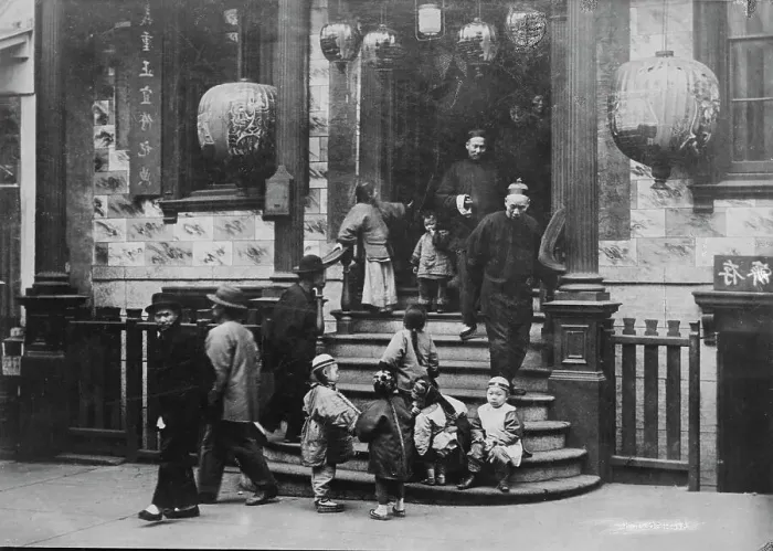 Framed Print : In front of the Joss House, Chinatown, San Francisco, between 1896 and 1906. Creator: Arnold Genthe Framed Print : In front of the Joss House, Chinatown, San Francisco, between 1896 and 1906. Creator: Arnold Genthe