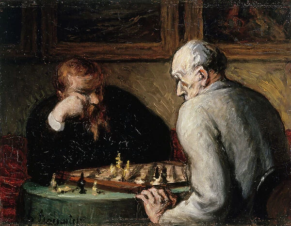 Joueurs d'échecs, between 1863 and 1867. Creator: Honore Daumier