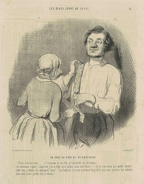 Un jour de fête et de bretelles, 19th century. Creator: Honore Daumier
