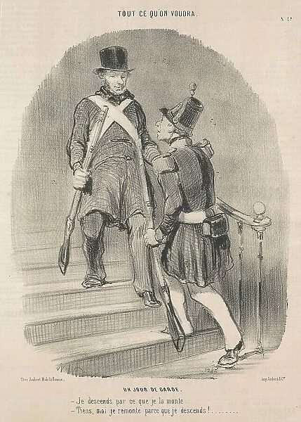 Un jour de garde, 19th century. Creator: Honore Daumier