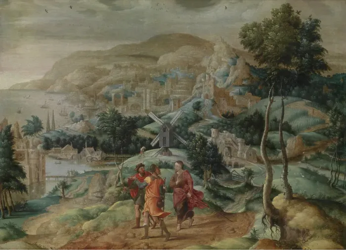 Framed Print : The Journey to Emmaus. Creator: Lucas Gassel Framed Print : The Journey to Emmaus. Creator: Lucas Gassel