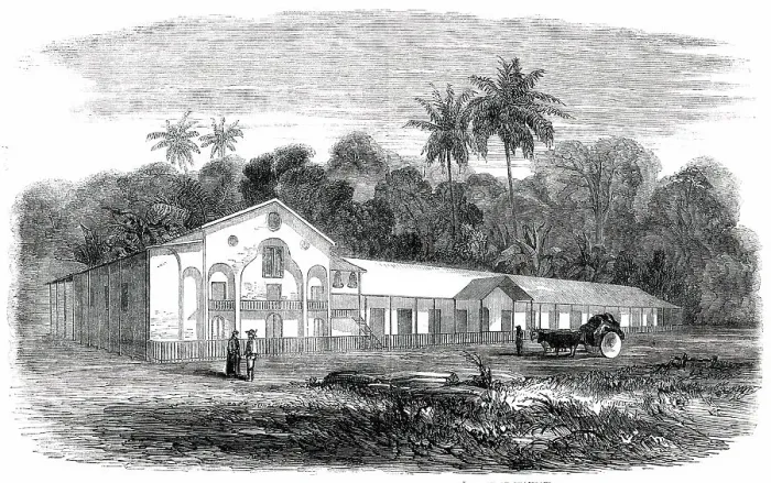 Framed Print : Journey to Gold-Washings in Venezuela - Monastery and Church of Guacipati, 1850. Creator: Unknown Framed Print : Journey to Gold-Washings in Venezuela - Monastery and Church of Guacipati, 1850. Creator: Unknown