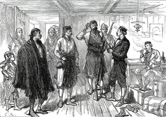 Framed Print : A Journey into the Herzegovina: Hiring Guides at Grahovo, 1876. Creator: C.R Framed Print : A Journey into the Herzegovina: Hiring Guides at Grahovo, 1876. Creator: C.R