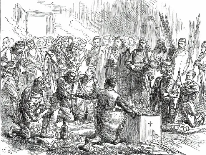 Framed Print : A Journey into the Herzegovina: Organising an Ambulance Corps, 1876. Creator: C.R Framed Print : A Journey into the Herzegovina: Organising an Ambulance Corps, 1876. Creator: C.R