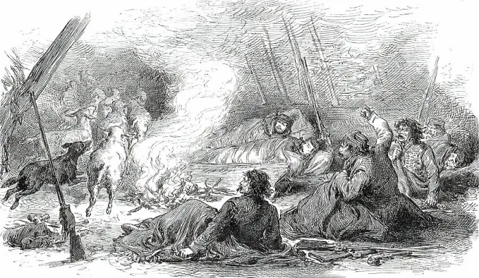 Framed Print : A Journey into the Herzegovina: Sleeping under Difficulties...1876. Creator: Unknown Framed Print : A Journey into the Herzegovina: Sleeping under Difficulties...1876. Creator: Unknown