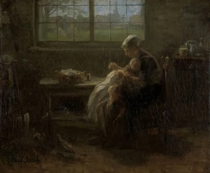 Framed Print : The Joy of Motherhood, 1890. Creator: Jozef Israels Framed Print : The Joy of Motherhood, 1890. Creator: Jozef Israels
