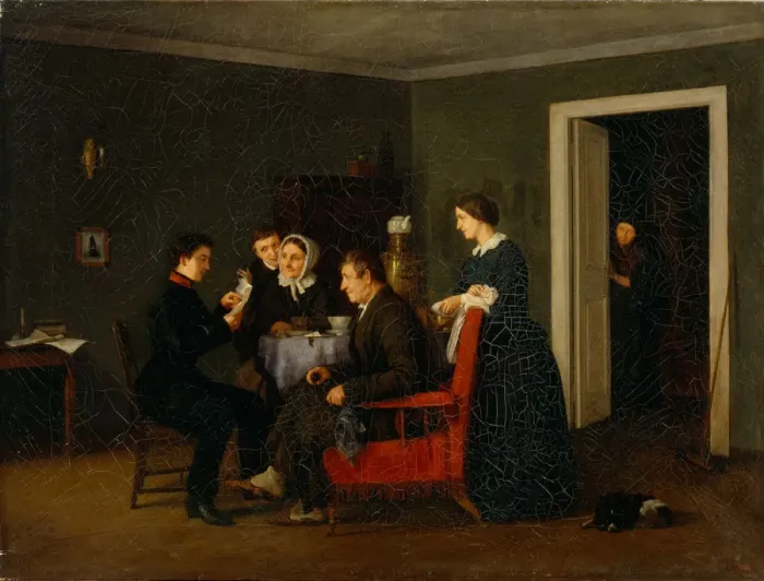 Framed Print : Joyful Letter, 1858. Artist: Popov, Andrei Andreyevich (1832-1896) Framed Print : Joyful Letter, 1858. Artist: Popov, Andrei Andreyevich (1832-1896)