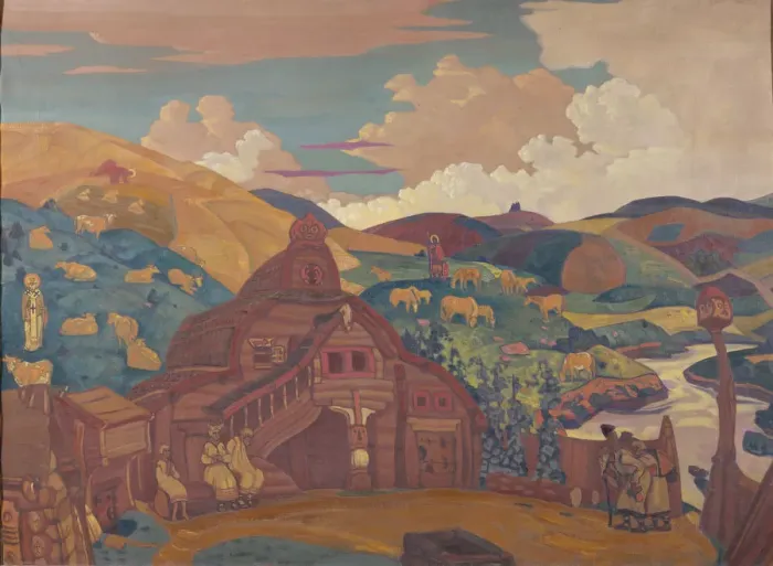 Framed Print : The Three Joys, 1916. Artist: Roerich, Nicholas (1874-1947) Framed Print : The Three Joys, 1916. Artist: Roerich, Nicholas (1874-1947)