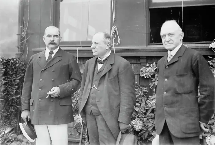 Framed Print : J.P. Morgan Jr, 1st Viscount Haldane, 1st Baron Muir-Mackenzie, 1913. Creator: Bain News Service Framed Print : J.P. Morgan Jr, 1st Viscount Haldane, 1st Baron Muir-Mackenzie, 1913. Creator: Bain News Service