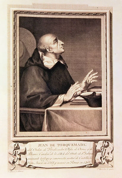 Juan de Torquemada (1388-1468), Grand Inquisitor, engraving of the collection Illustrious Men