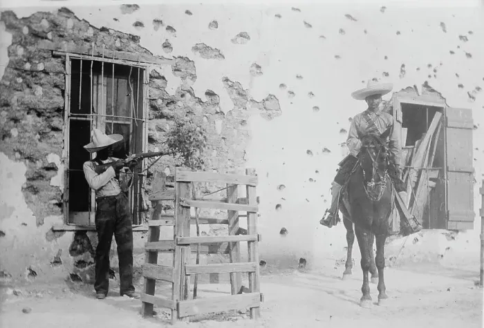 Framed Print : Juarez, Adobe house riddled, between c1910 and c1915. Creator: Bain News Service Framed Print : Juarez, Adobe house riddled, between c1910 and c1915. Creator: Bain News Service