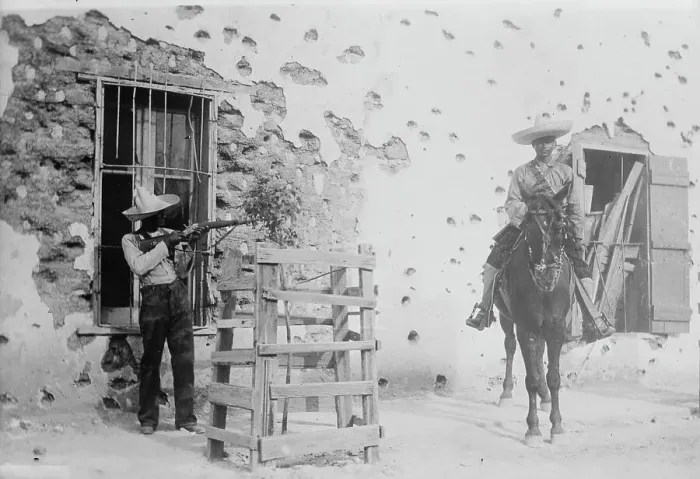 Framed Print : Juarez, Adobe house riddled, between c1910 and c1915. Creator: Bain News Service Framed Print : Juarez, Adobe house riddled, between c1910 and c1915. Creator: Bain News Service