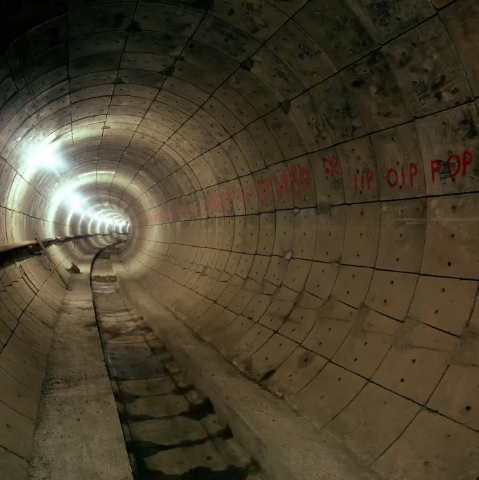 Framed Print : Empty Jubilee Line Tube tunnel, before completion, London, 1974. Artist: Michael Walters Framed Print : Empty Jubilee Line Tube tunnel, before completion, London, 1974. Artist: Michael Walters