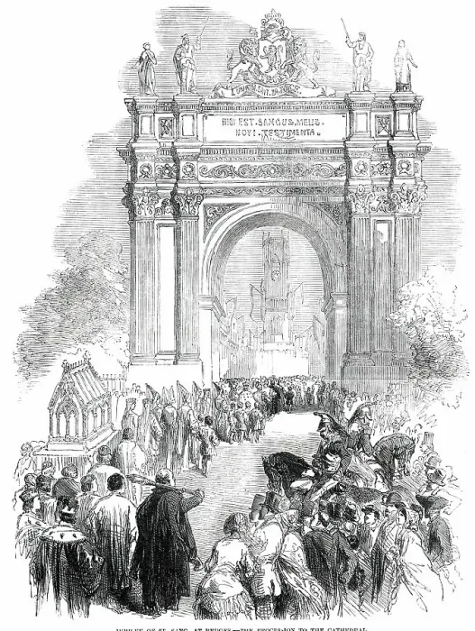 Framed Print : Jubilee of St. Sang, at Bruges - the Procession to the Cathedral, 1850. Creator: Unknown Framed Print : Jubilee of St. Sang, at Bruges - the Procession to the Cathedral, 1850. Creator: Unknown
