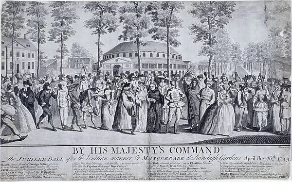 Jubilee Venetian masquerade ball in Ranelagh Gardens, Chelsea, London, 1749. Artist
