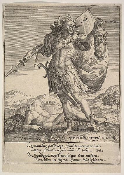 Judah with the Head of Adonibezek, from Willem van Haecht, Tyrannorum proemia, 1578, 1578